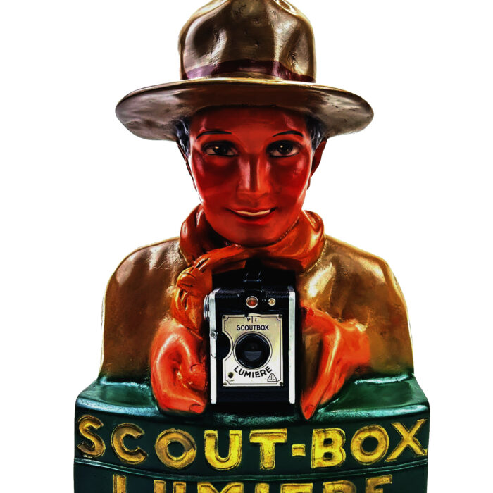 Buste Lumière Scout Box publicité en-plâtre vers 1930.
