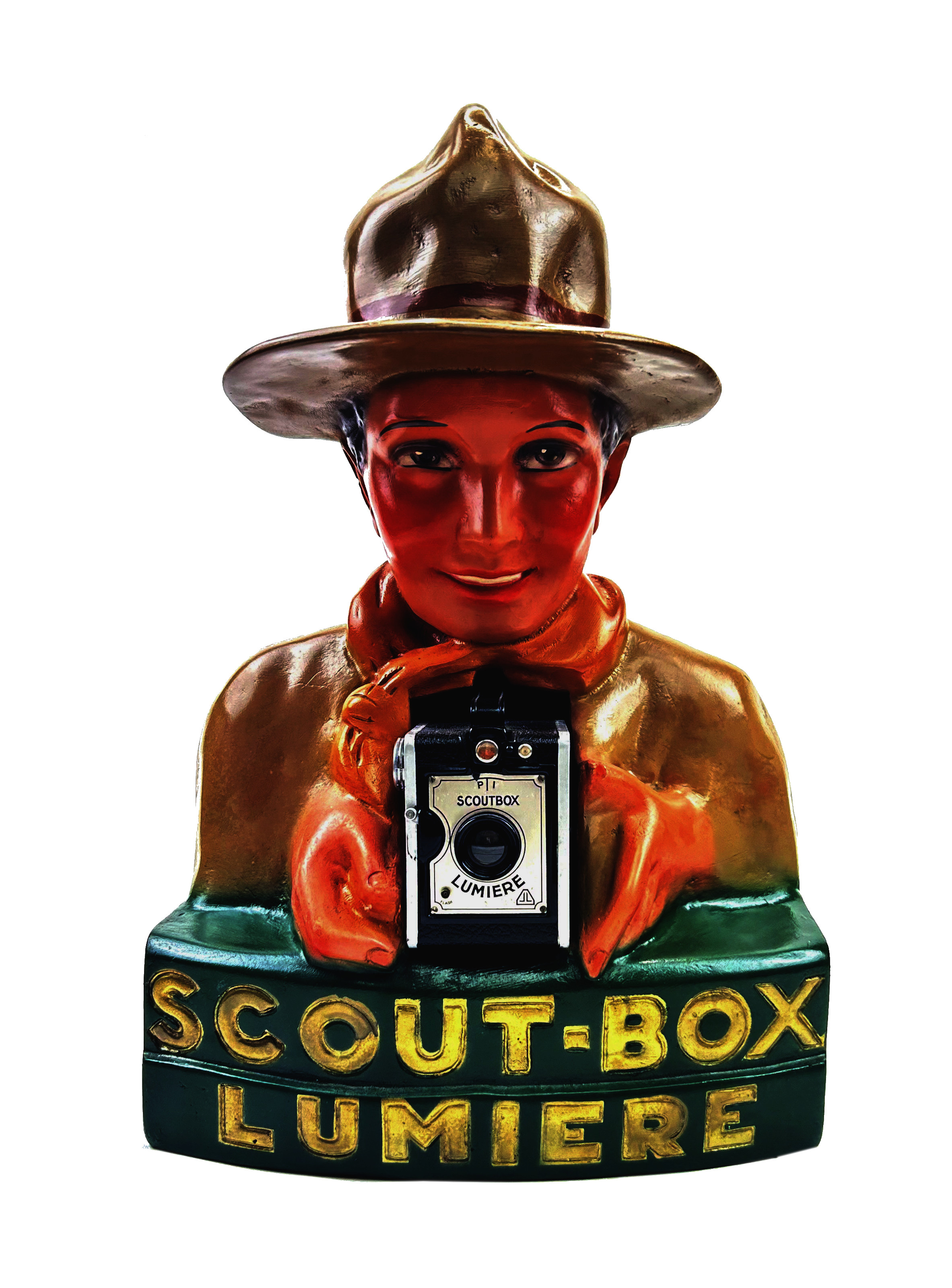 Buste Lumière Scout Box publicité en-plâtre vers 1930.