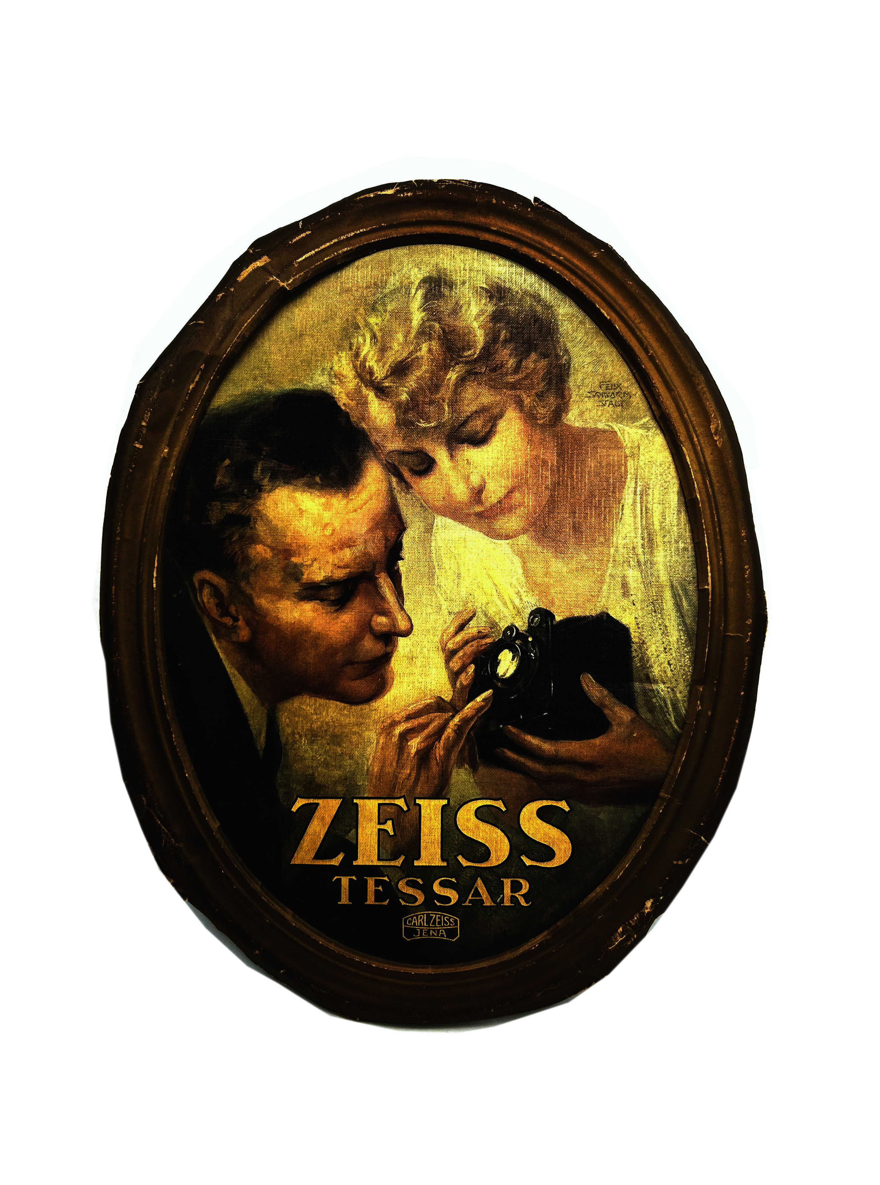 Zeiss Tessar publicité en carton vers 1915 format 35 cm x 50 cm